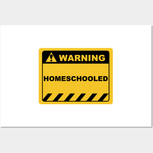 Human Warning Sign Label Homeschooled - Yellow and Black Posters and Art